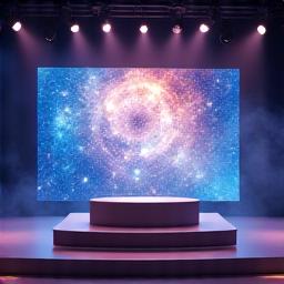 화려하게 연출된 신제품 발표회 무대