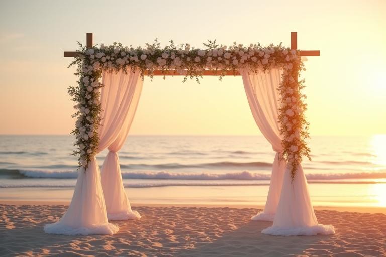 아름다운 동해 해변에서의 로맨틱한 웨딩 세레모니