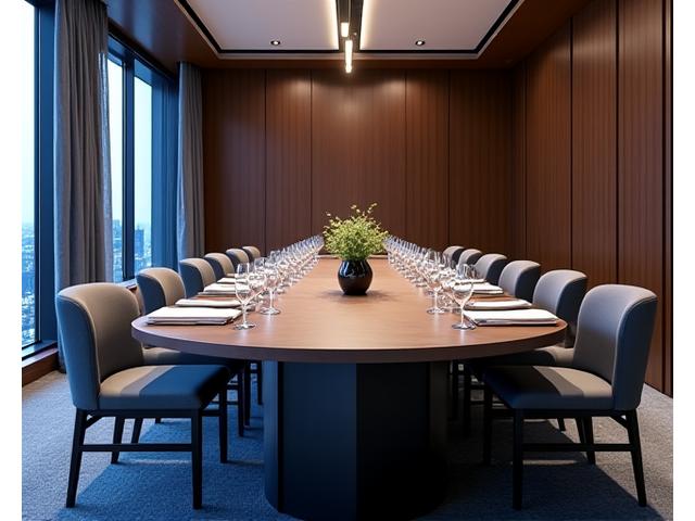 고급스러운 프라이빗룸에서 담소를 나누는 비즈니스 미팅 장면