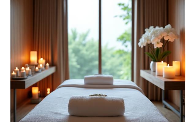 아름답게 꾸며진 스파 트리트먼트 룸