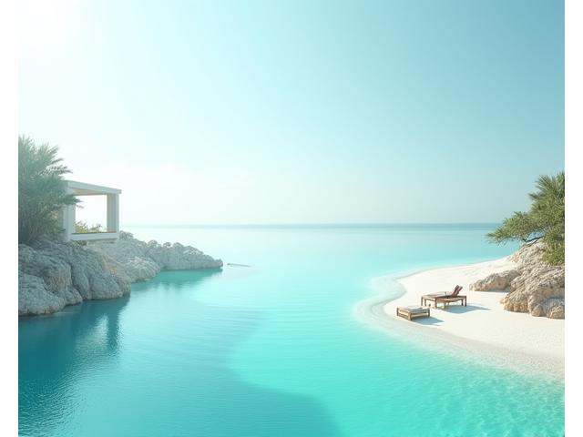 동해쇼어즈의 프라이빗 비치 전경을 드론으로 촬영한 파노라마 뷰