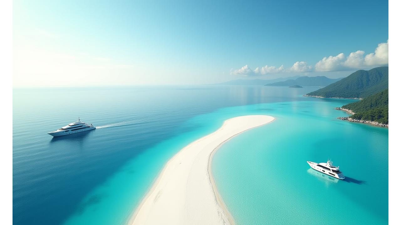 동해쇼어즈의 드론으로 촬영한 400m 길이의 프라이빗 해변과 푸른 동해 바다 전경