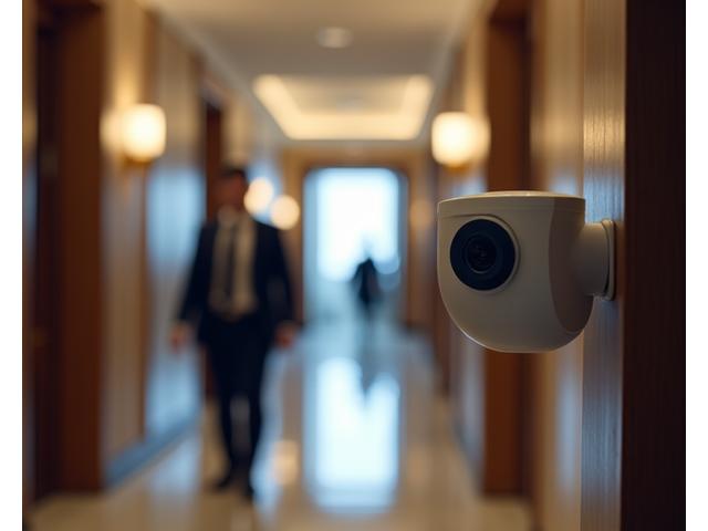 리조트 보안 카메라와 안전 요원, 보안 강화 이미지
